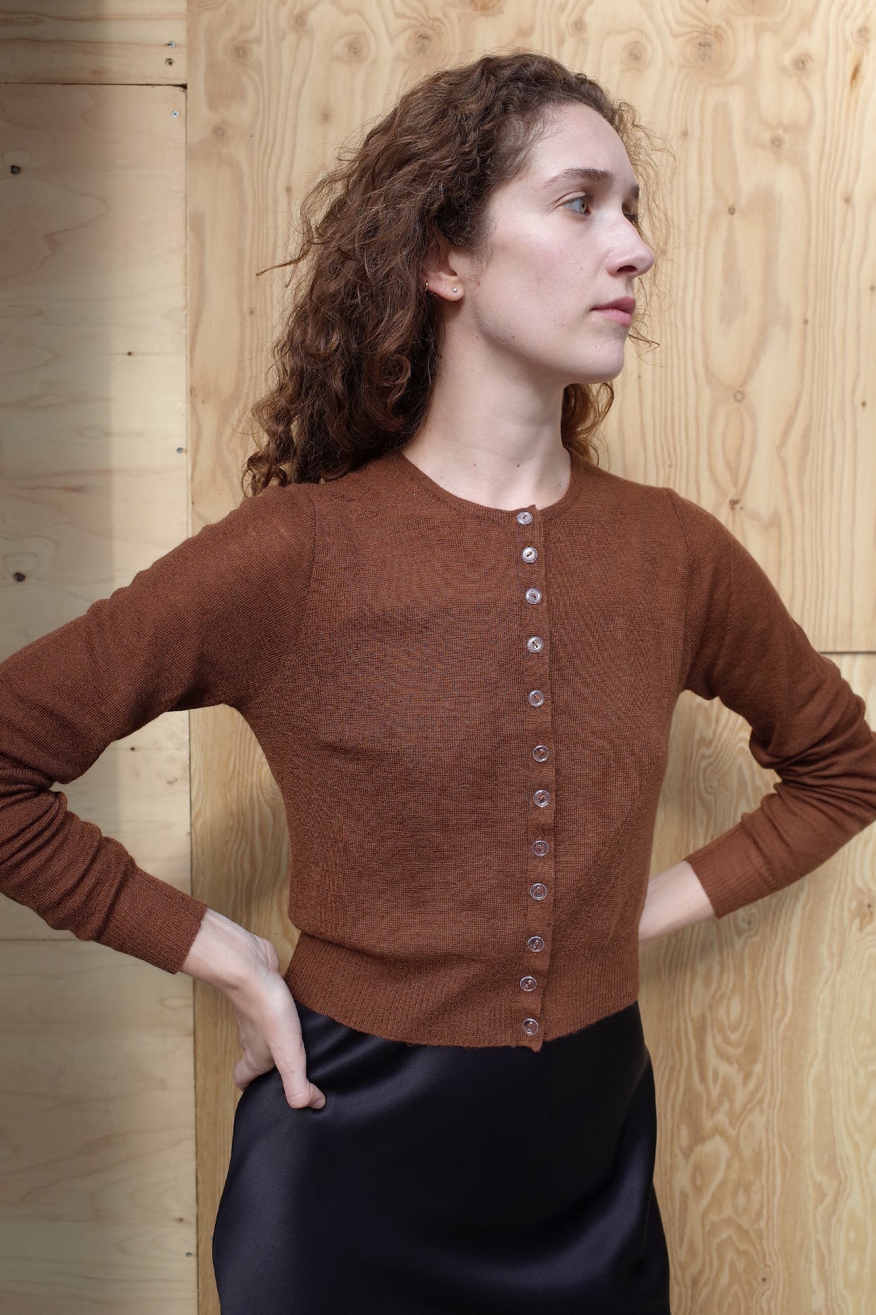 CASHMERE CARDIGAN　BROWN