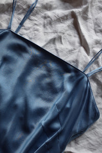 SILK SLIP DRESS　BLUE TOPAZ