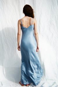 SILK SLIP DRESS　BLUE TOPAZ