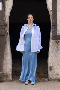SILK SLIP DRESS　BLUE TOPAZ