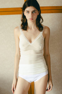 WOOL SILK CAMISOLE WITH CUP　IVORY