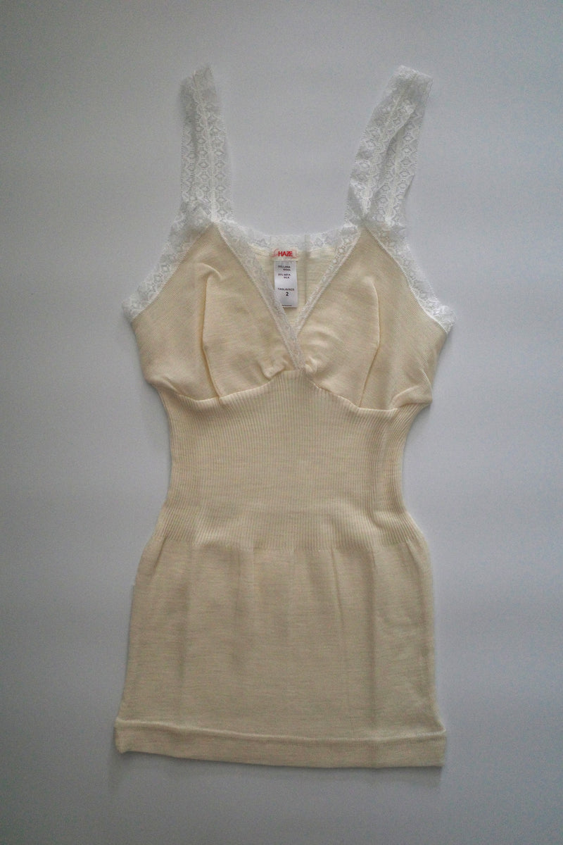 WOOL SILK CAMISOLE WITH CUP　IVORY