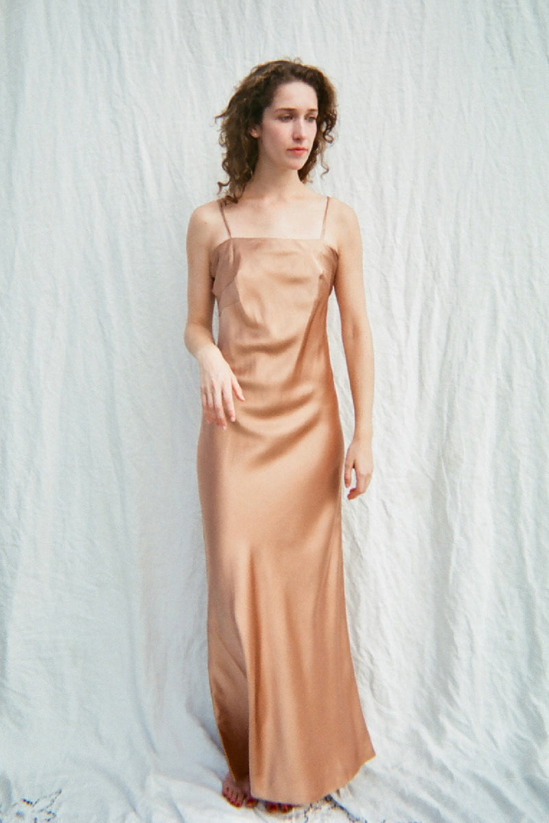 SILK SLIP DRESS　BRONZE