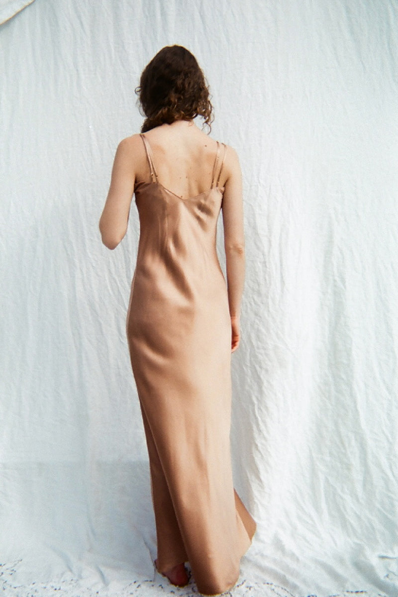 SILK SLIP DRESS　BRONZE