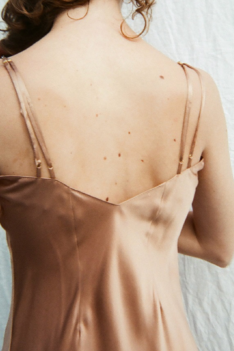 SILK SLIP DRESS　BRONZE