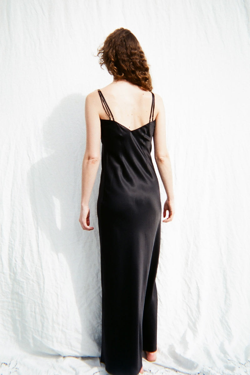 SILK SLIP DRESS　BLACK