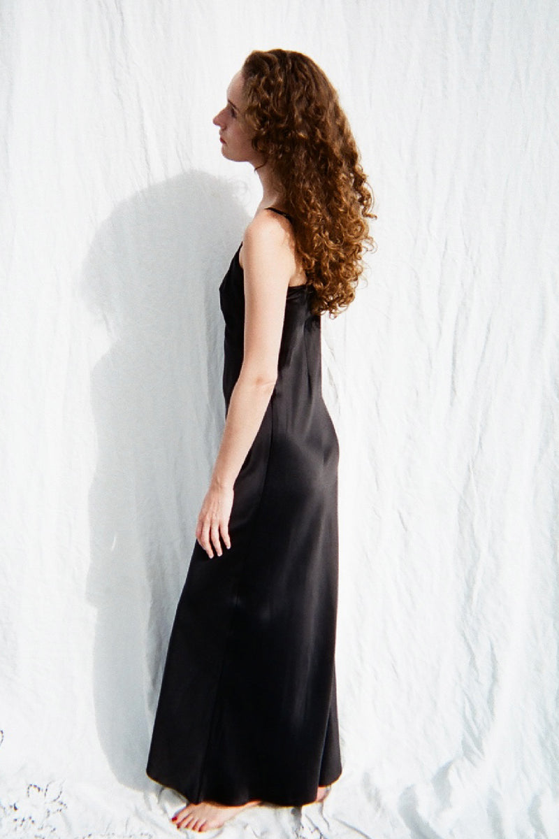 SILK SLIP DRESS　BLACK