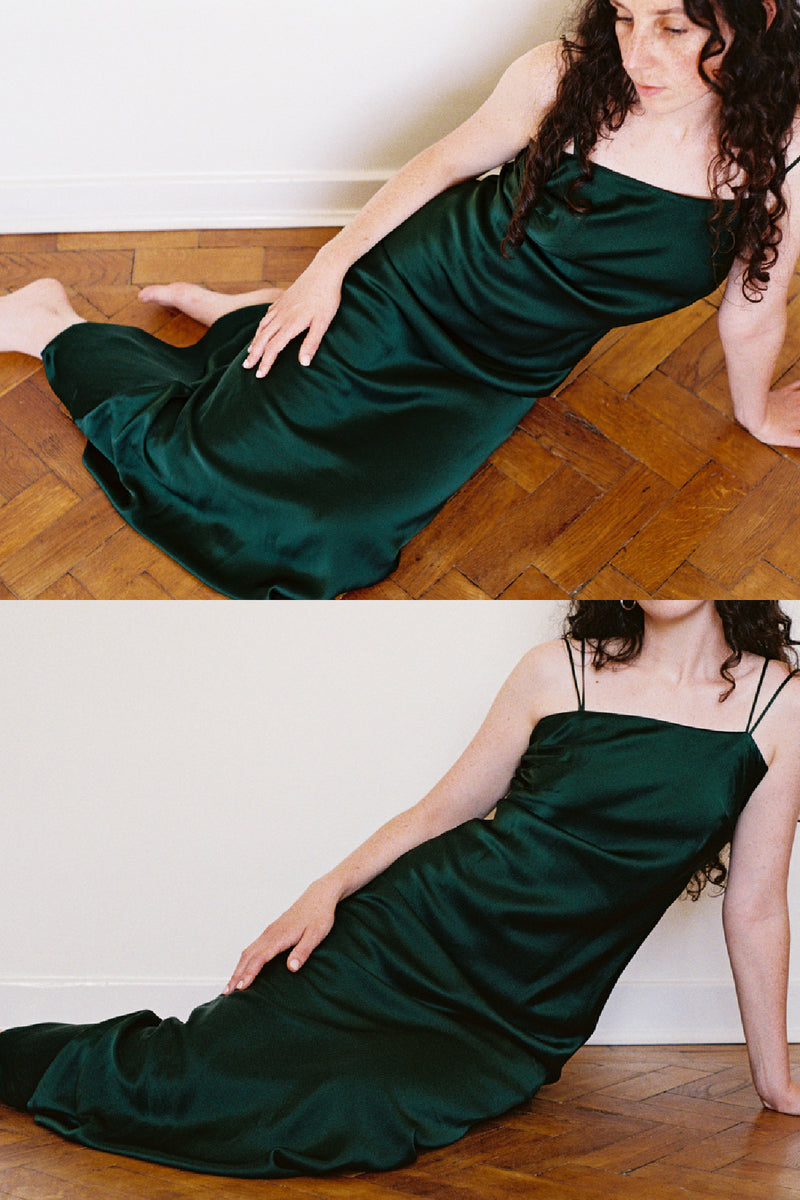 SILK SLIP DRESS　FOREST